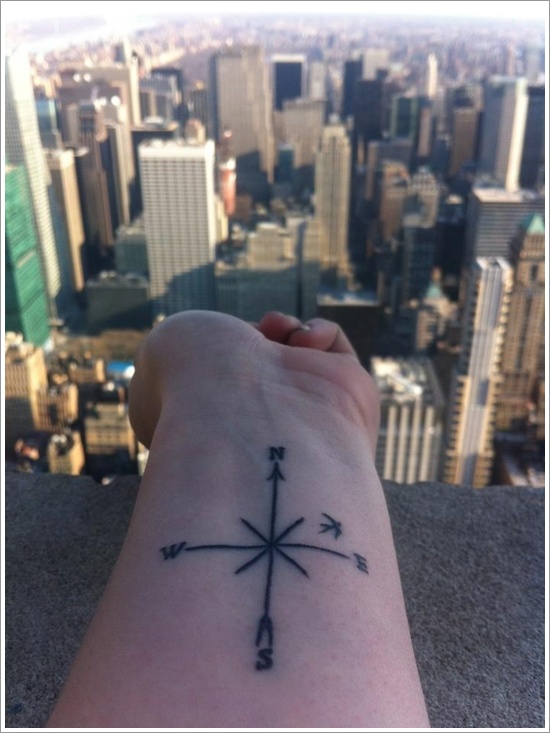 Amazing compass tattoo design, idea 6
