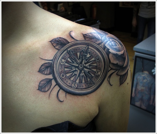 Amazing compass tattoo design, idea 28