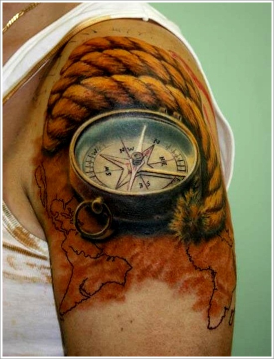 Amazing compass tattoo design, idea 29