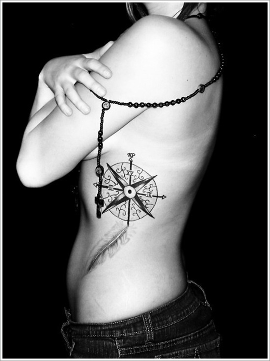 Amazing compass tattoo design, idea 3