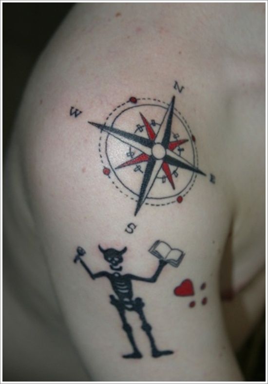 Amazing compass tattoo design, idea 11