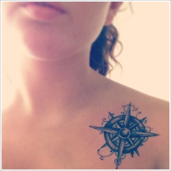 Amazing compass tattoo design, idea 9