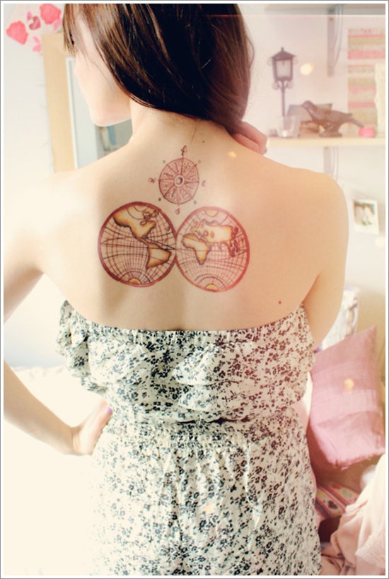 Amazing compass tattoo design, idea 4