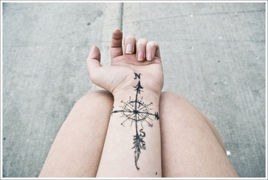 Amazing compass tattoo design, idea 19