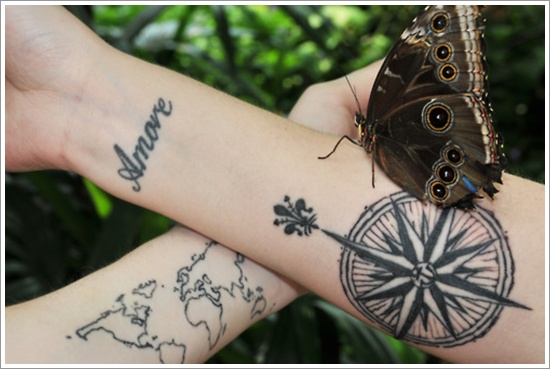 Amazing compass tattoo design, idea 17
