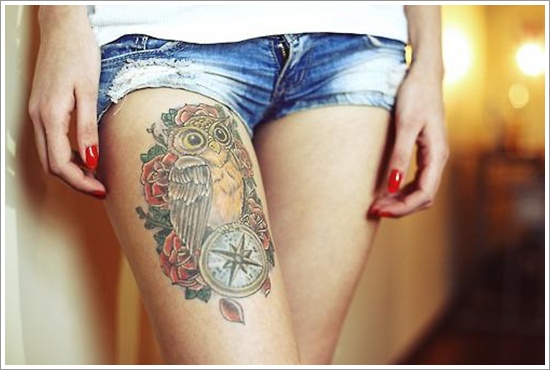 Amazing compass tattoo design, idea 15