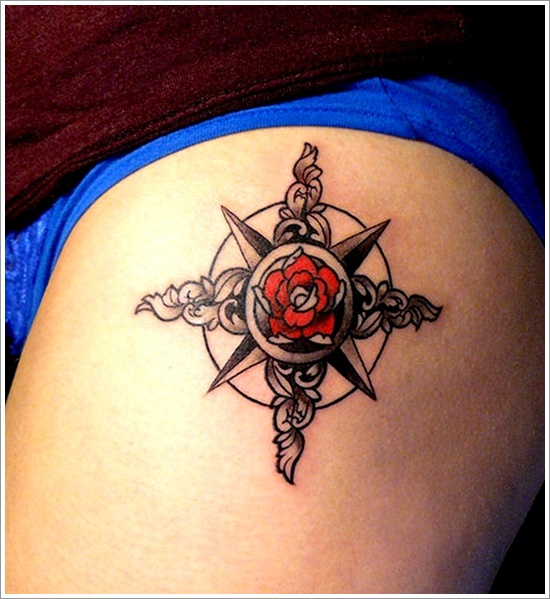 Amazing compass tattoo design, idea 22