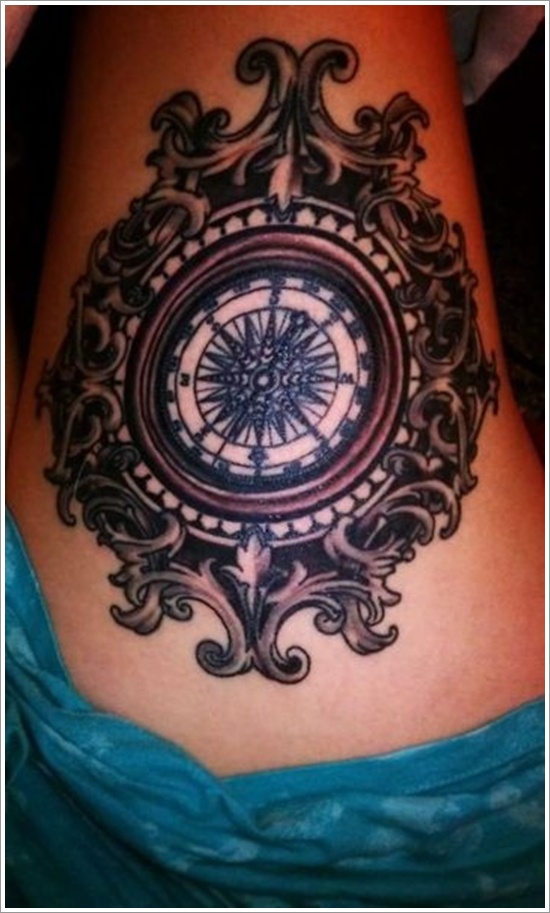Amazing compass tattoo design, idea 20