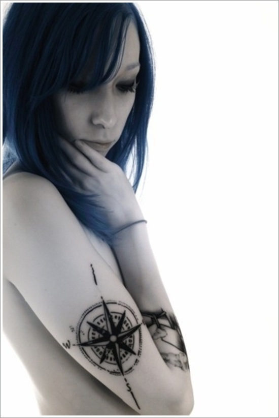Amazing compass tattoo design, idea 5