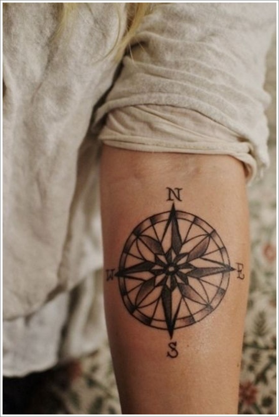 Amazing compass tattoo design, idea 10