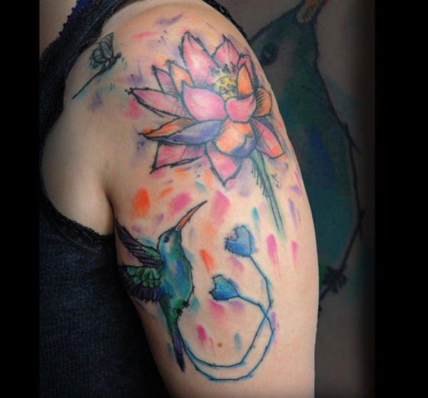 Stunning hummingbird tattoo design, idea 28