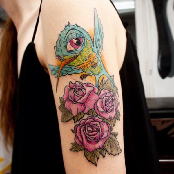 Stunning hummingbird tattoo design, idea 35