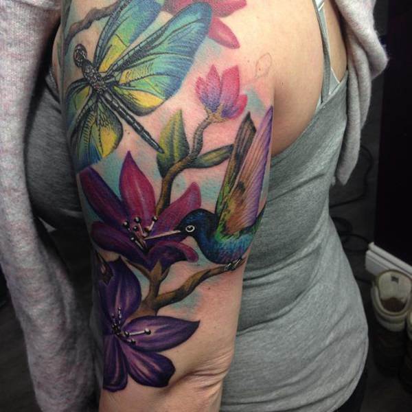 Stunning hummingbird tattoo design, idea 43
