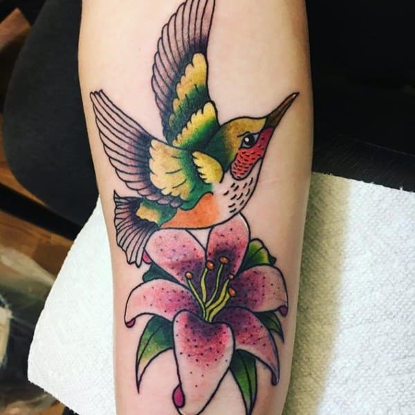Stunning hummingbird tattoo design, idea 45