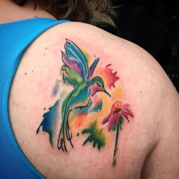 Stunning hummingbird tattoo design, idea 46