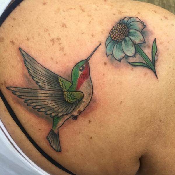 Stunning hummingbird tattoo design, idea 63