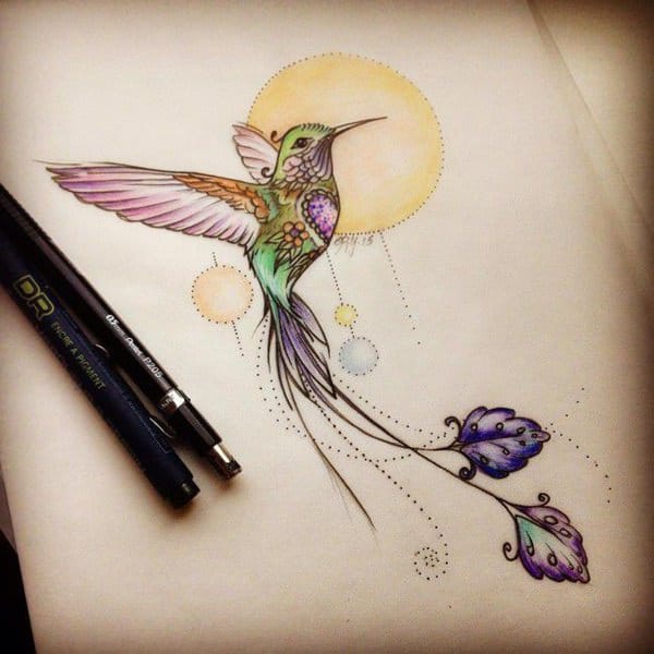 Stunning hummingbird tattoo design, idea 68