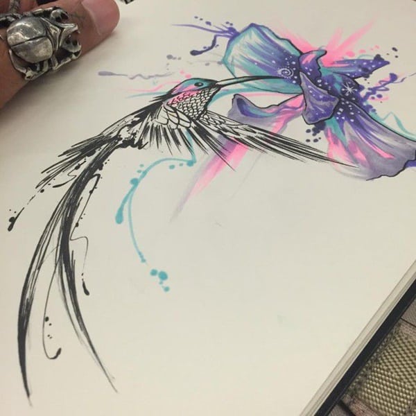 Stunning hummingbird tattoo design, idea 69