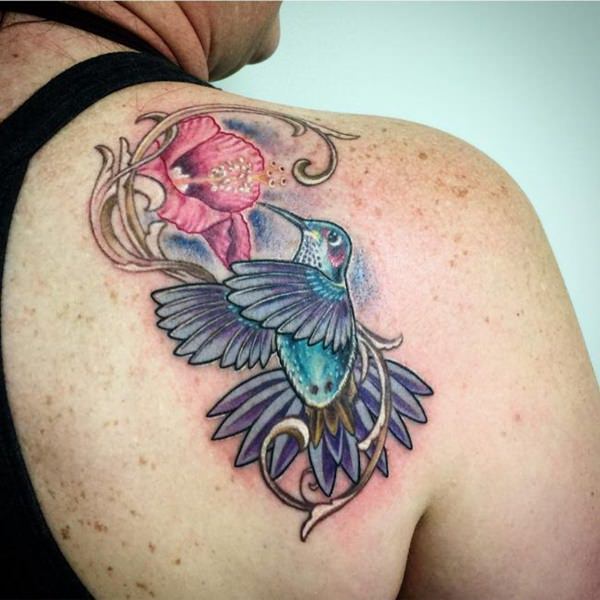 Stunning hummingbird tattoo design, idea 73