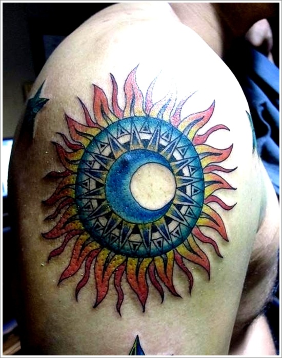 Beautiful sun tattoo designs for men and design, idea 21