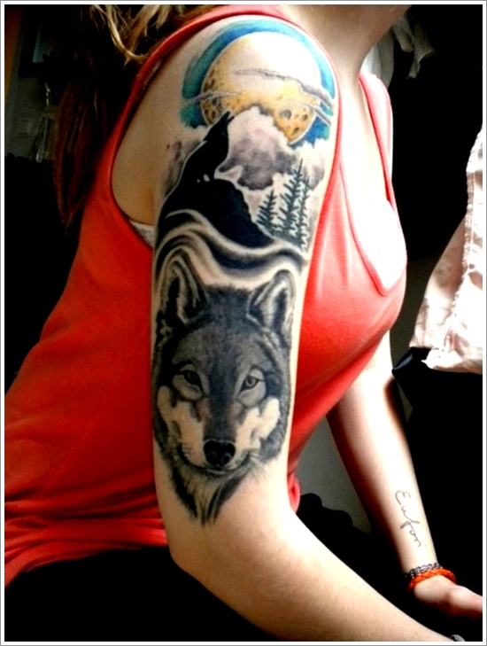 Meaningfull wolf tattoo design, idea 104
