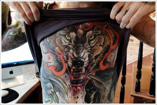 Meaningfull wolf tattoo design, idea 106