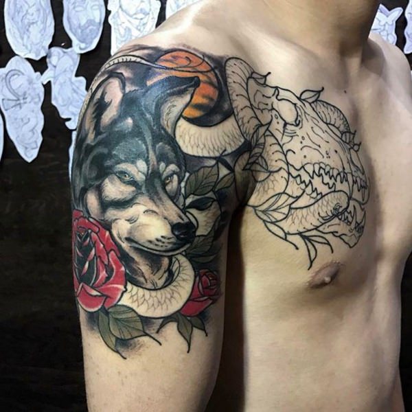 Meaningfull wolf tattoo design, idea 76