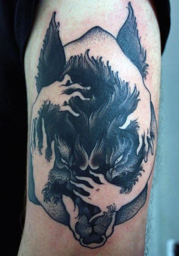 Meaningfull wolf tattoo design, idea 48