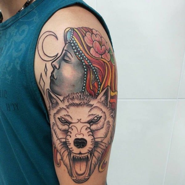 Meaningfull wolf tattoo design, idea 63