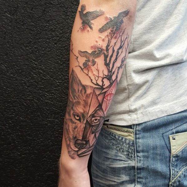 Meaningfull wolf tattoo design, idea 68