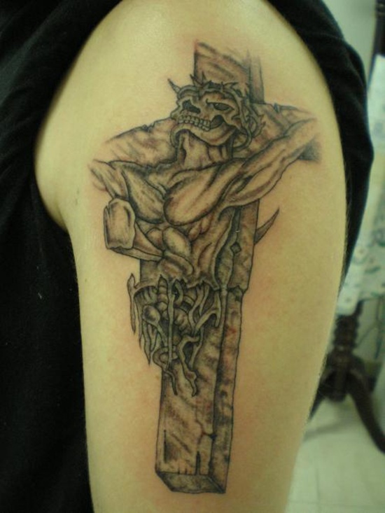 Crucifix tattoo design, idea 10