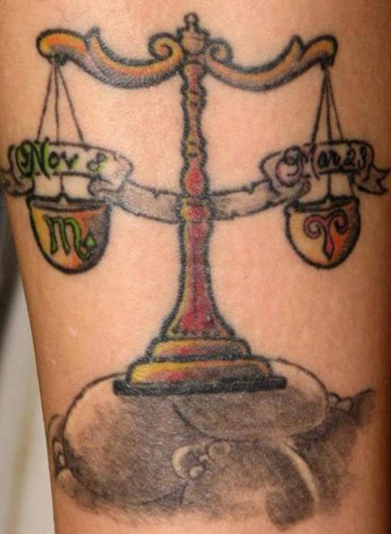 Libra sign tattoo design, idea 4