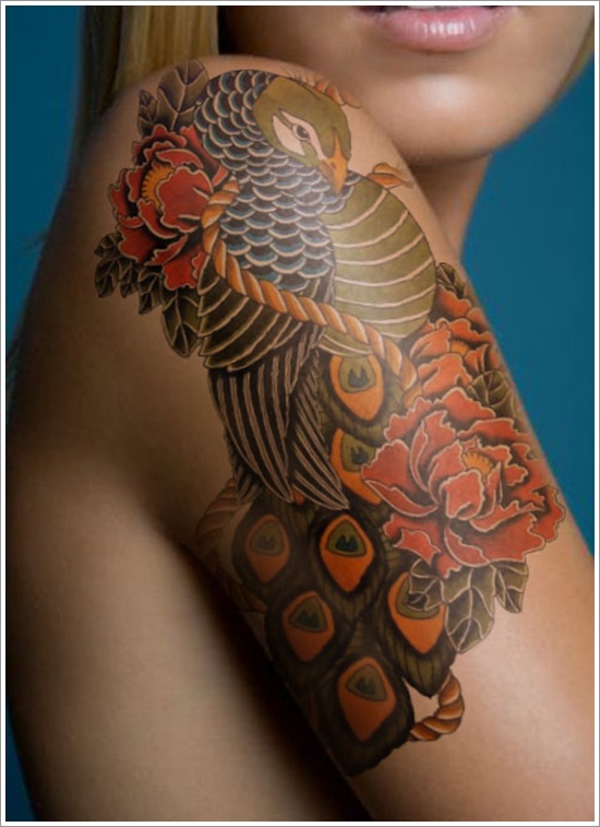 Peony tattoo design, idea 2