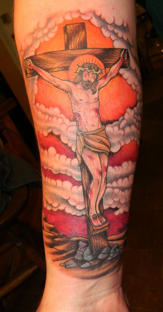 Crucifix tattoo design, idea 11
