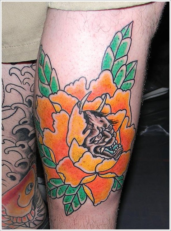 Peony tattoo design, idea 9