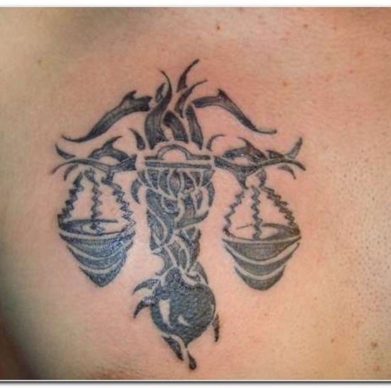 Libra sign tattoo design, idea 1
