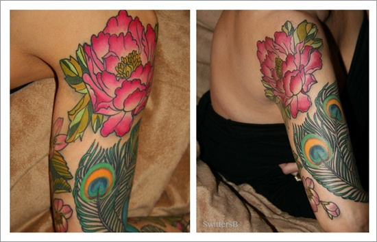 Peony tattoo design, idea 10