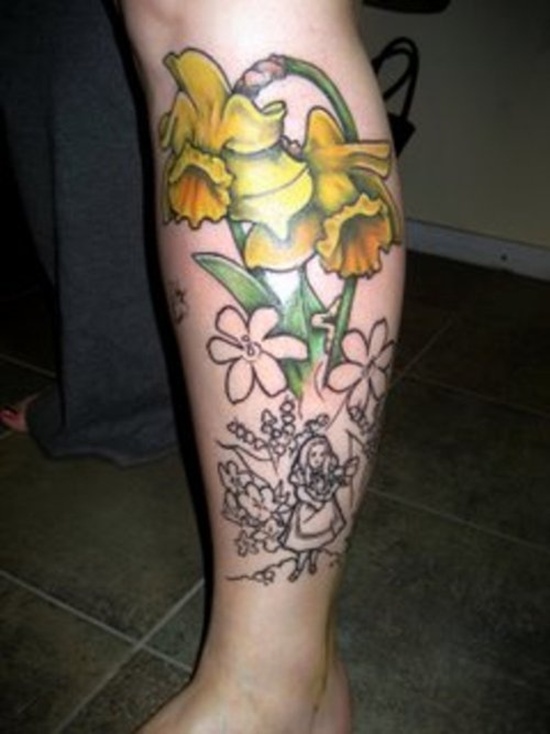 Daffodil tattoo design, idea 7