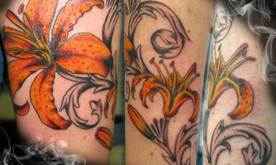 Tiger lily tattoos design, idea 16