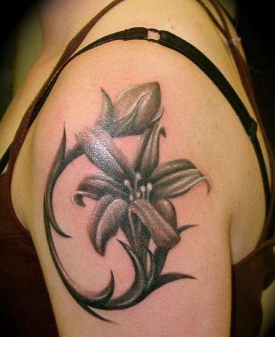 Tiger lily tattoos design, idea 20