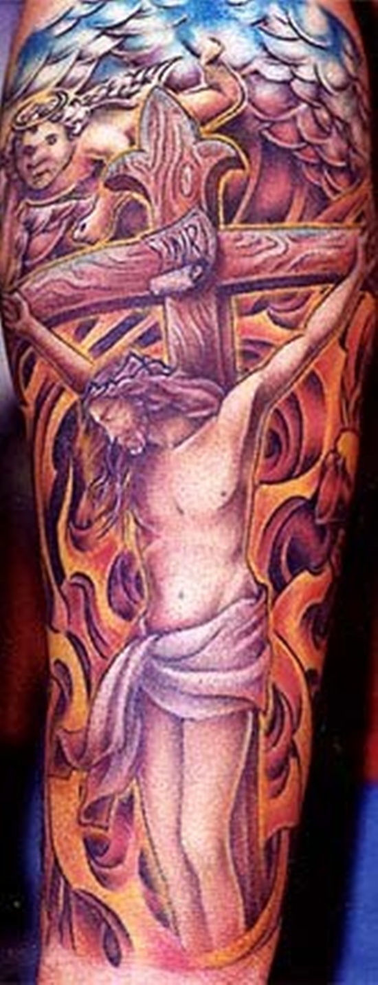 Crucifix tattoo design, idea 25