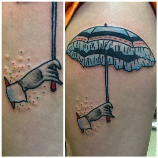 Umbrella tattoo design, idea 21