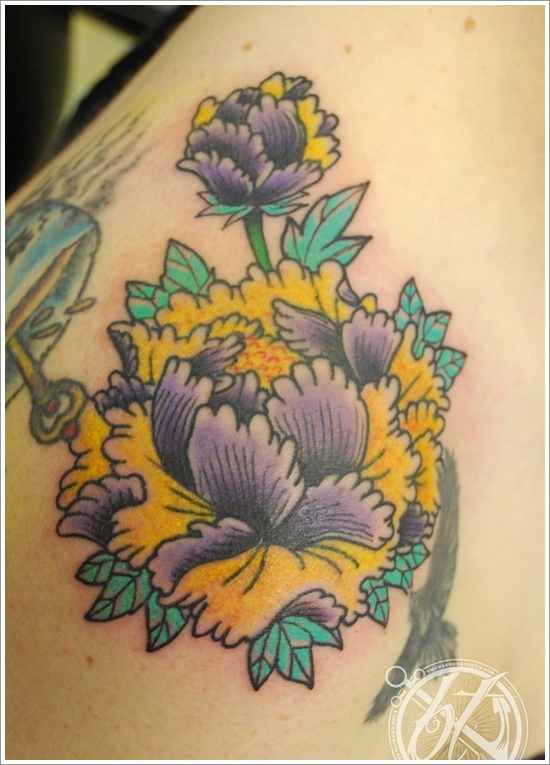 Peony tattoo design, idea 14
