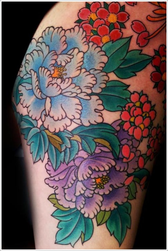 Peony tattoo design, idea 4