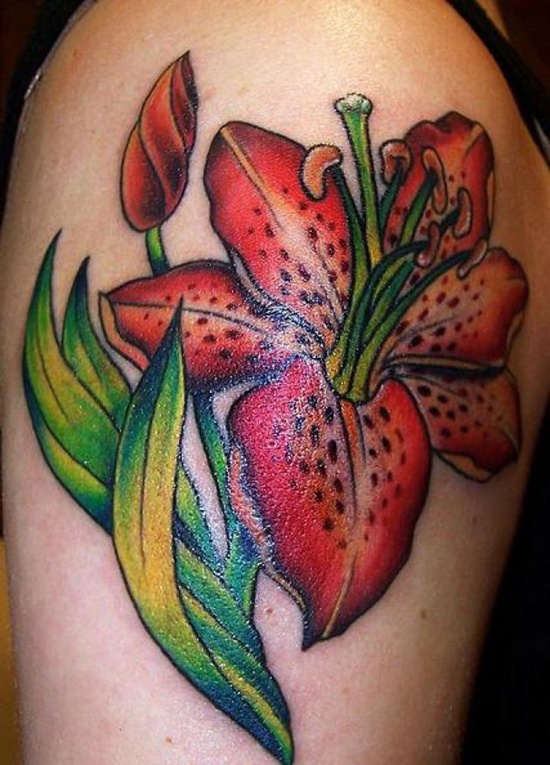 Tiger lily tattoos design, idea 1