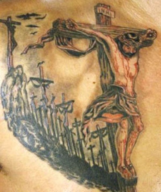 Crucifix tattoo design, idea 20