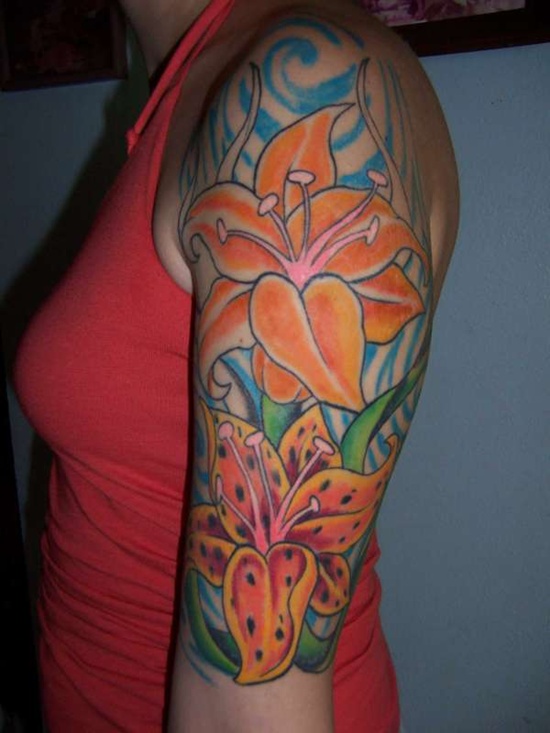 Tiger lily tattoos design, idea 21