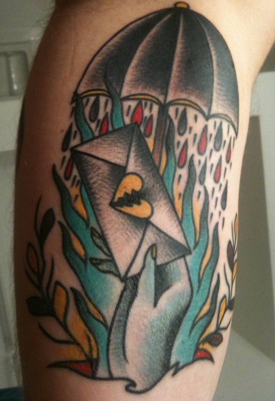 Umbrella tattoo design, idea 5