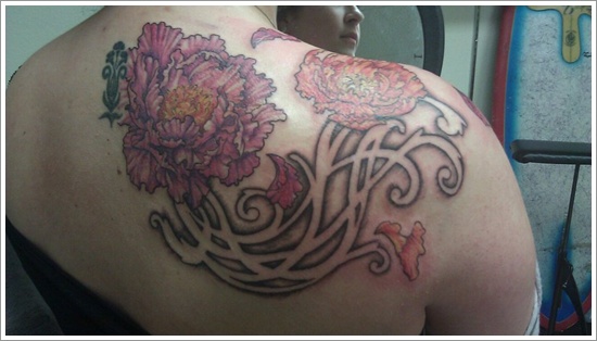Peony tattoo design, idea 17