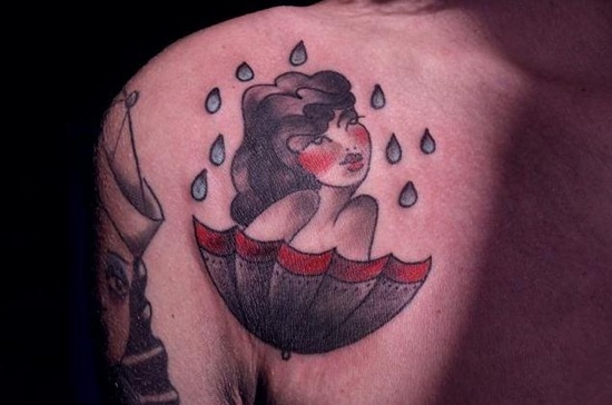 Umbrella tattoo design, idea 24